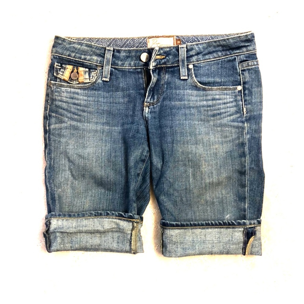 Paige medium wash jean shorts